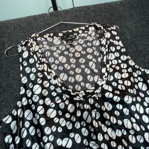 Willi Smith Tank Top XL Black White Geometric Mod Office Sleeveless Polka Dot